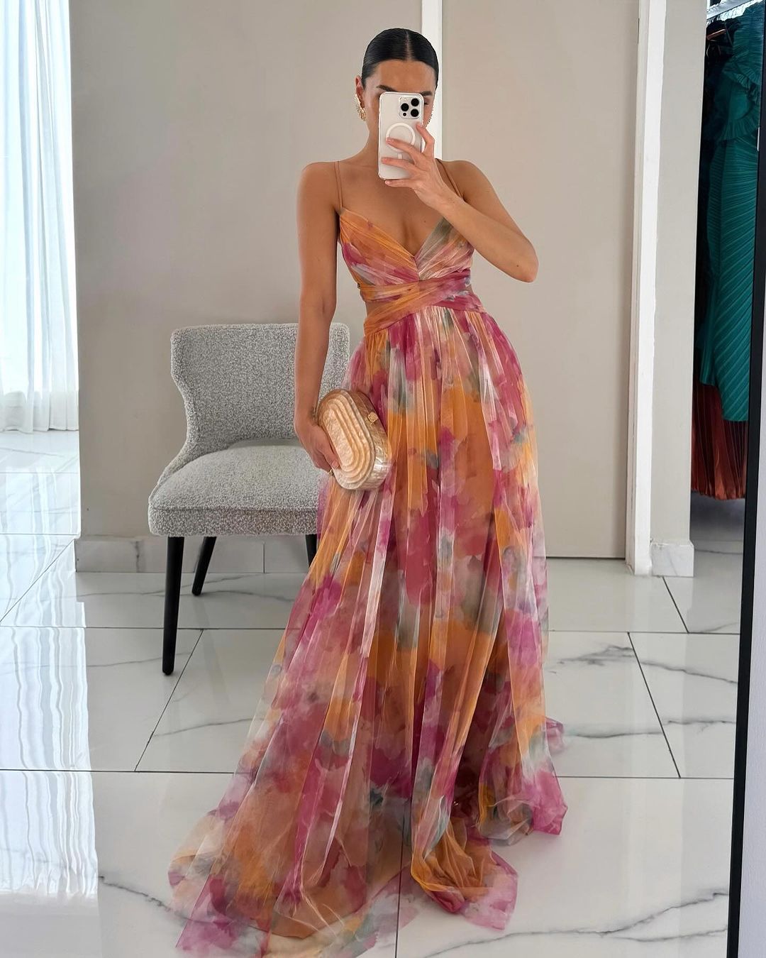 Giselle – Élégante Robe Longue à Imprimé Fleuri