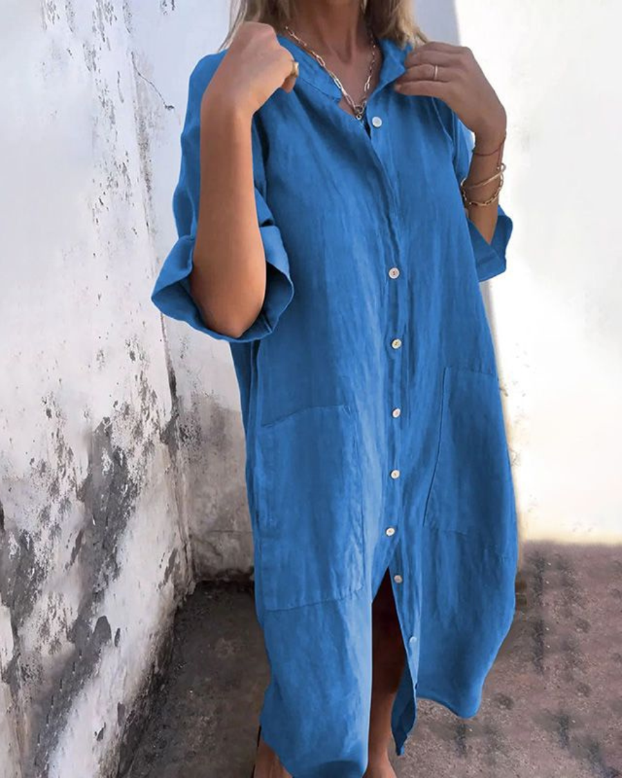 Melanie™ | Robe chemise décontractée style Ibiza, longueur cheville