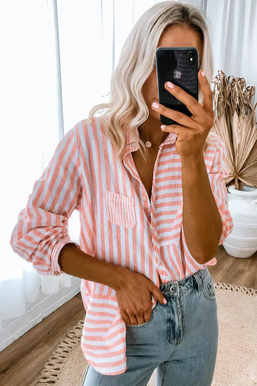 Nina T-shirt manches longues femme - Rayures roses et classiques