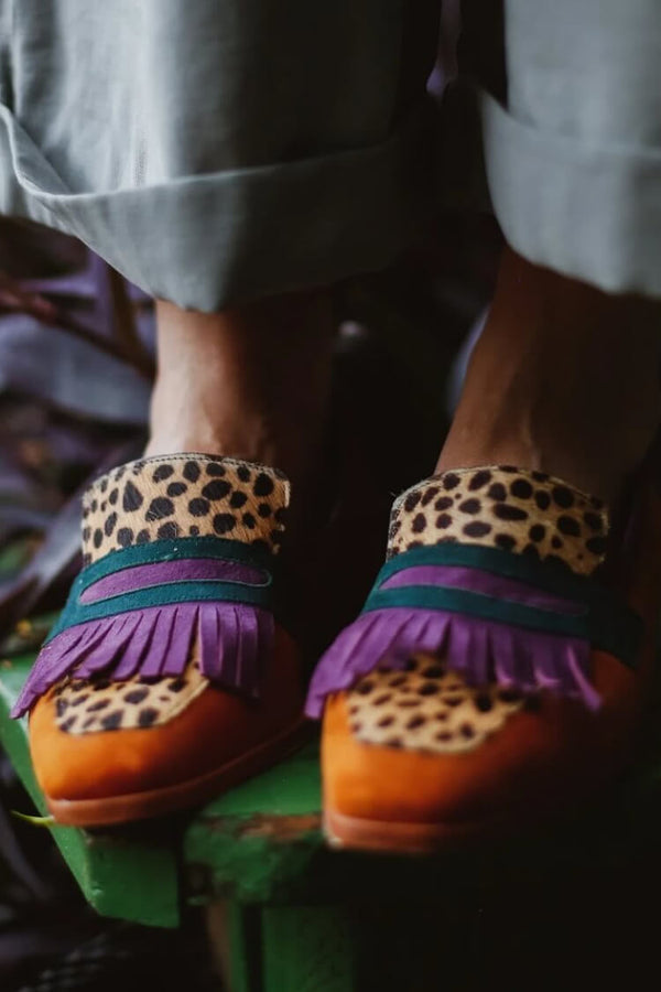 Mocassins à Franges et Motifs Animaliers