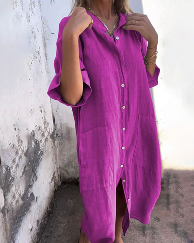 Melanie™ | Robe chemise décontractée style Ibiza, longueur cheville