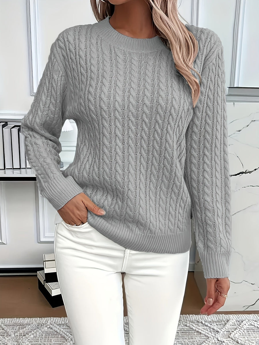 Pull Col Rond Motif Texturé Coupe Épousante
