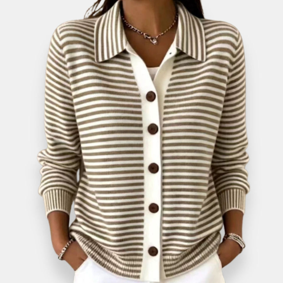 Cardigan Rayé Boutonnage Complet