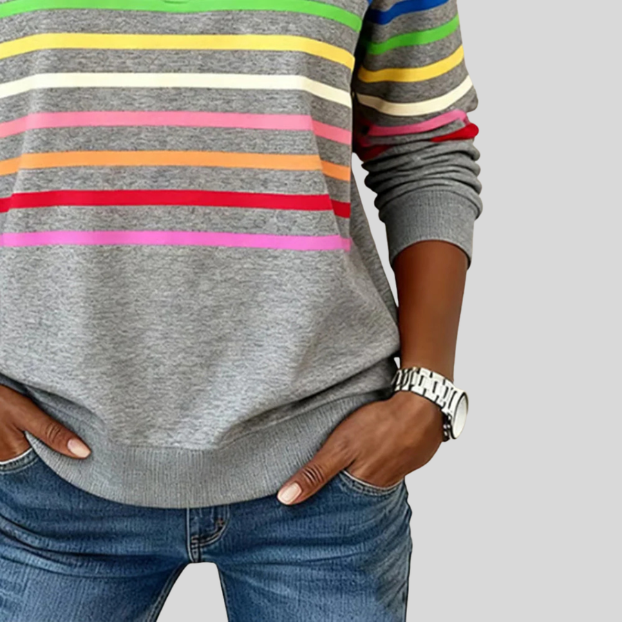 Sweat Col Zippé Rayé Coloré