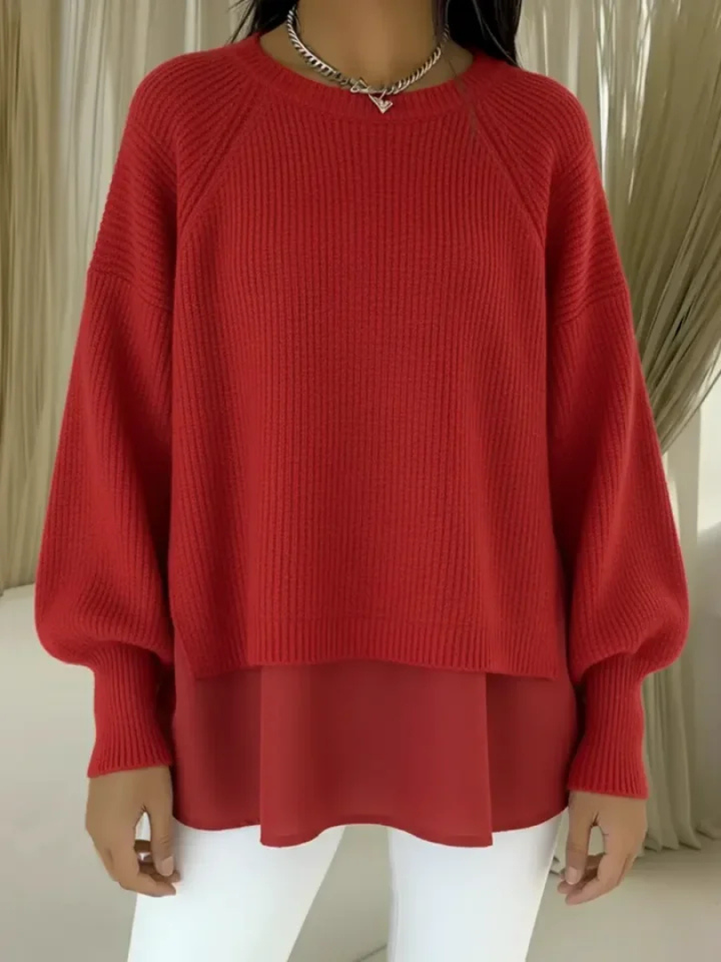 Pull Superposé Col Rond Manches Raglan