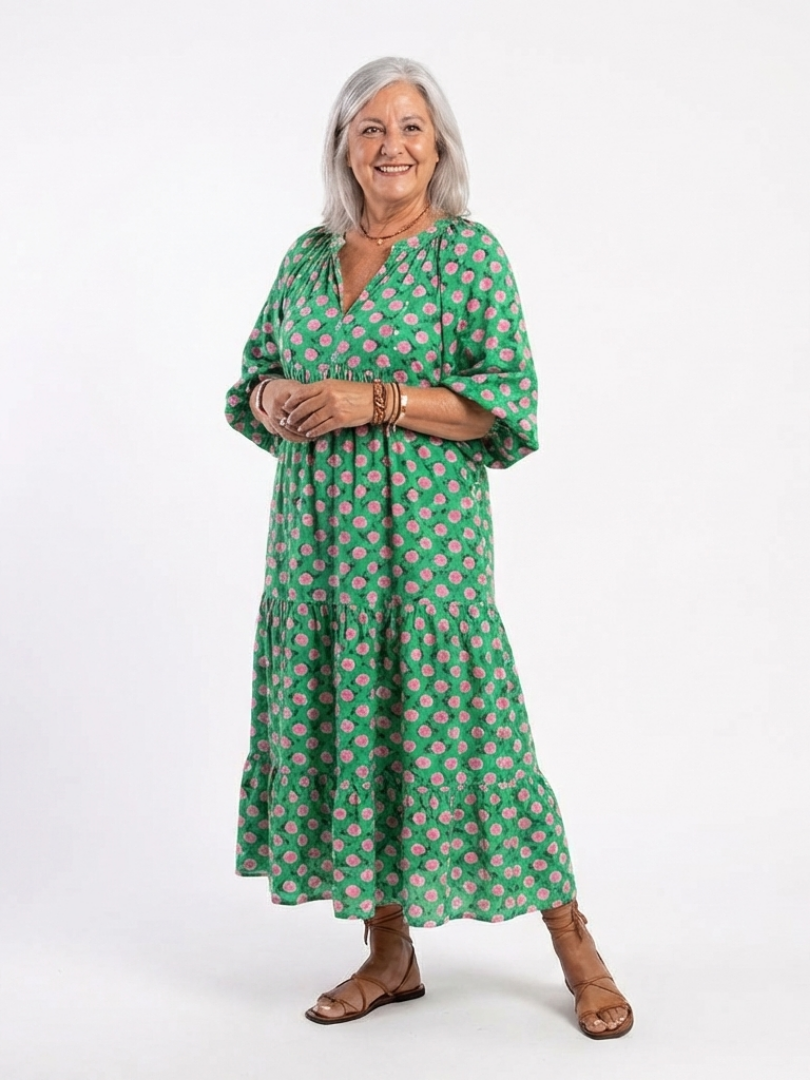 Robe Fiora — détail de l'imprimé floral romantique
