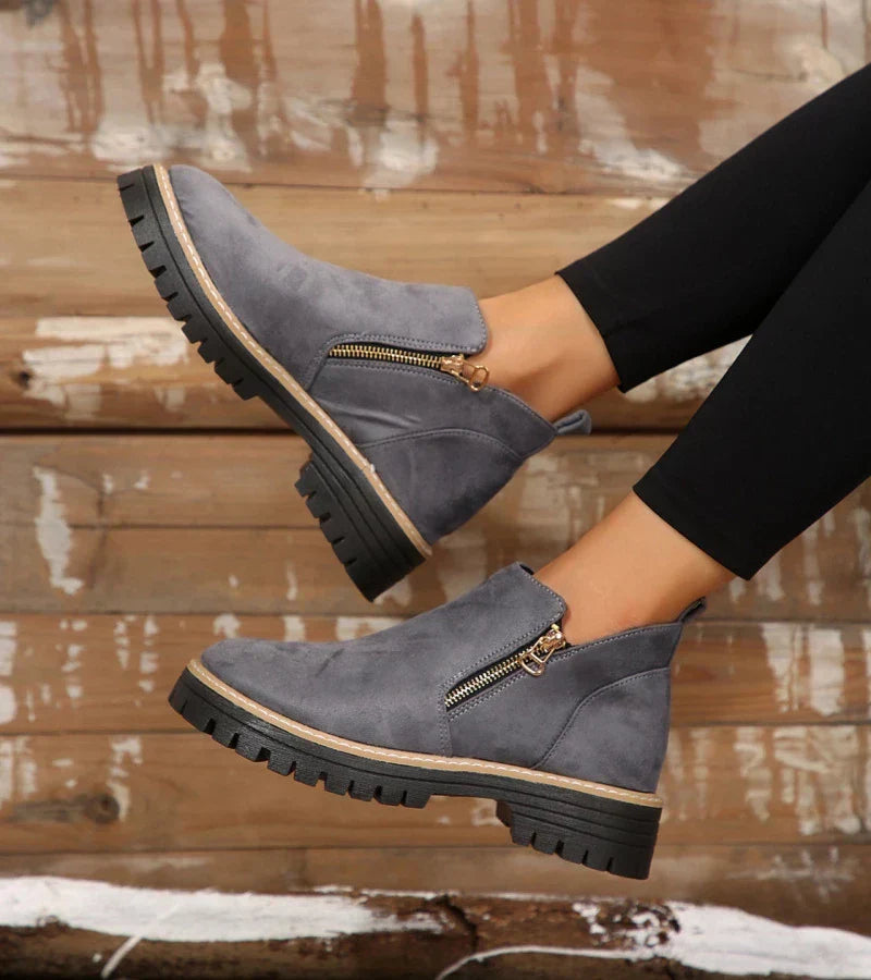 Bottines à Fermeture Éclair et Talon Bloc