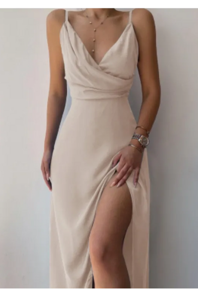Lana | Robe à bretelles et col en V pour femme