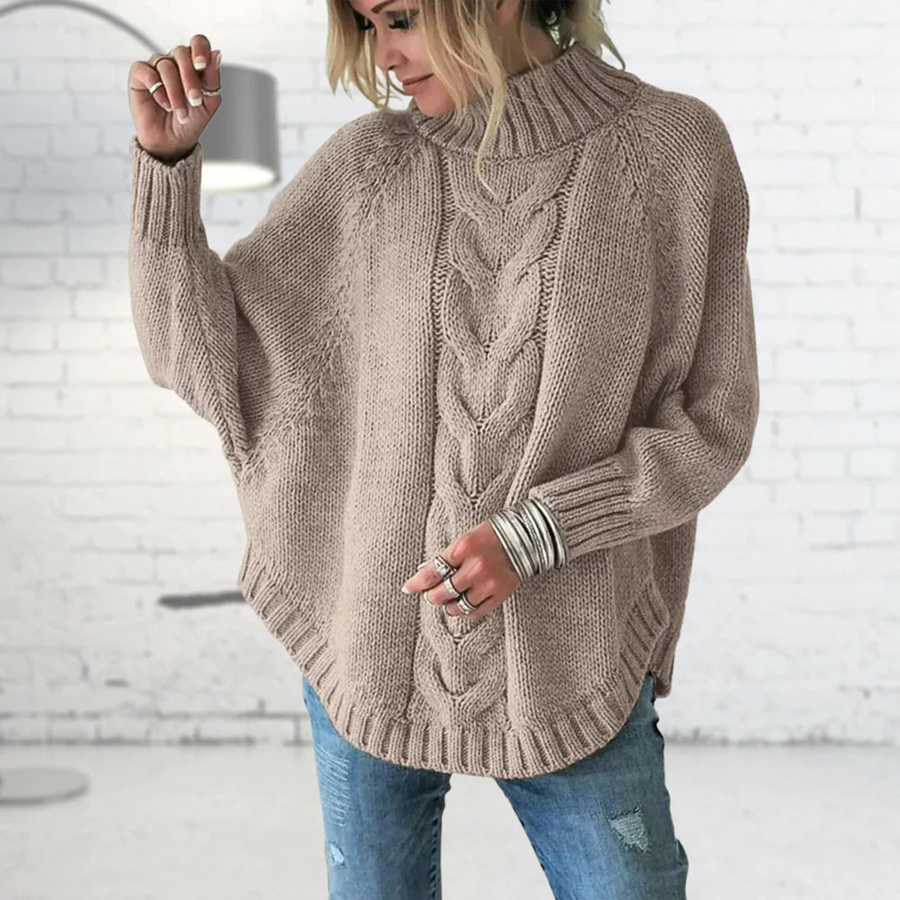 Pull Col Montant à Torsades Oversize