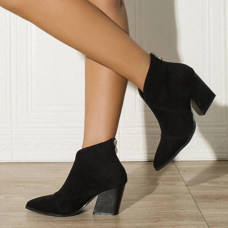 Bottines à Talon Bas et Fermeture Éclair