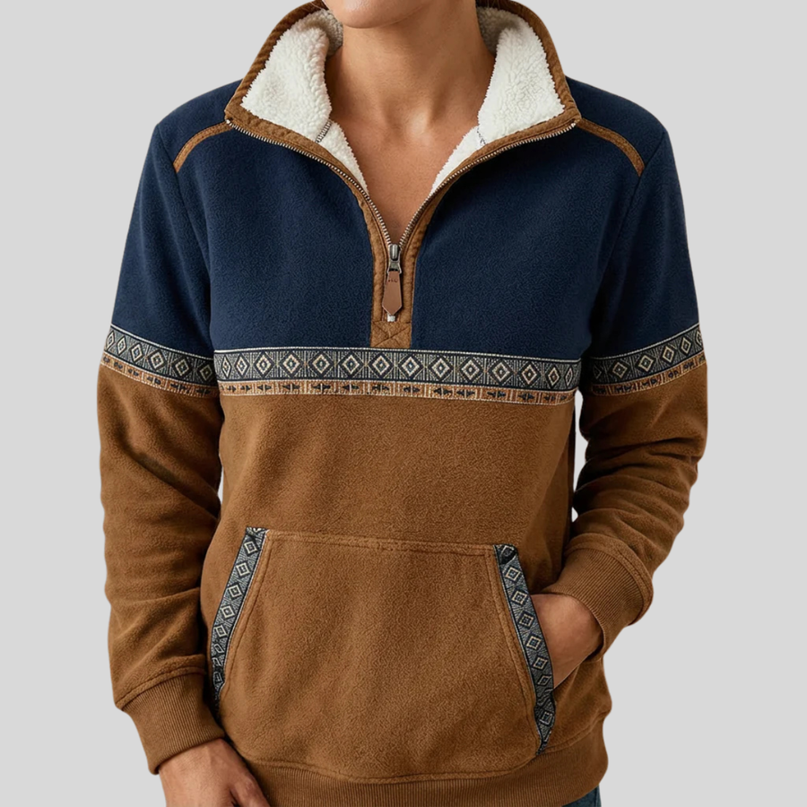 Sweat Col Montant Demi-Zip Poche