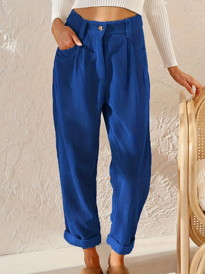 Pantalons en velours côtelé à jambes droites pour femmes