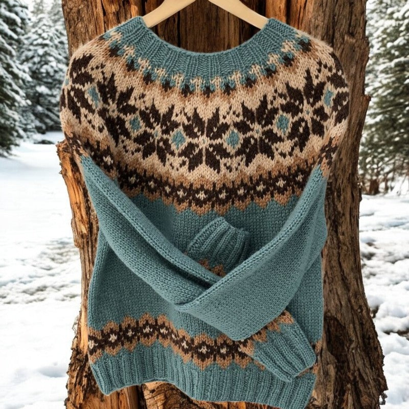 Ila - Pull en Tricot Jacquard Islandais Vintage