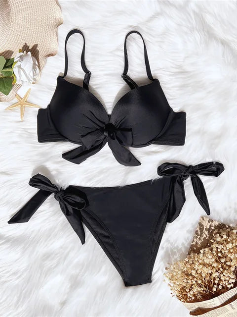 AquaLivv - Bikini push-up avec noeud