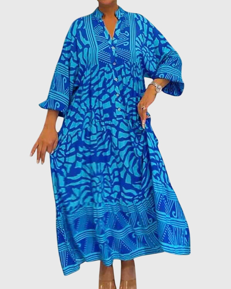 Robe longue imprimé — vue en mouvement allure générale