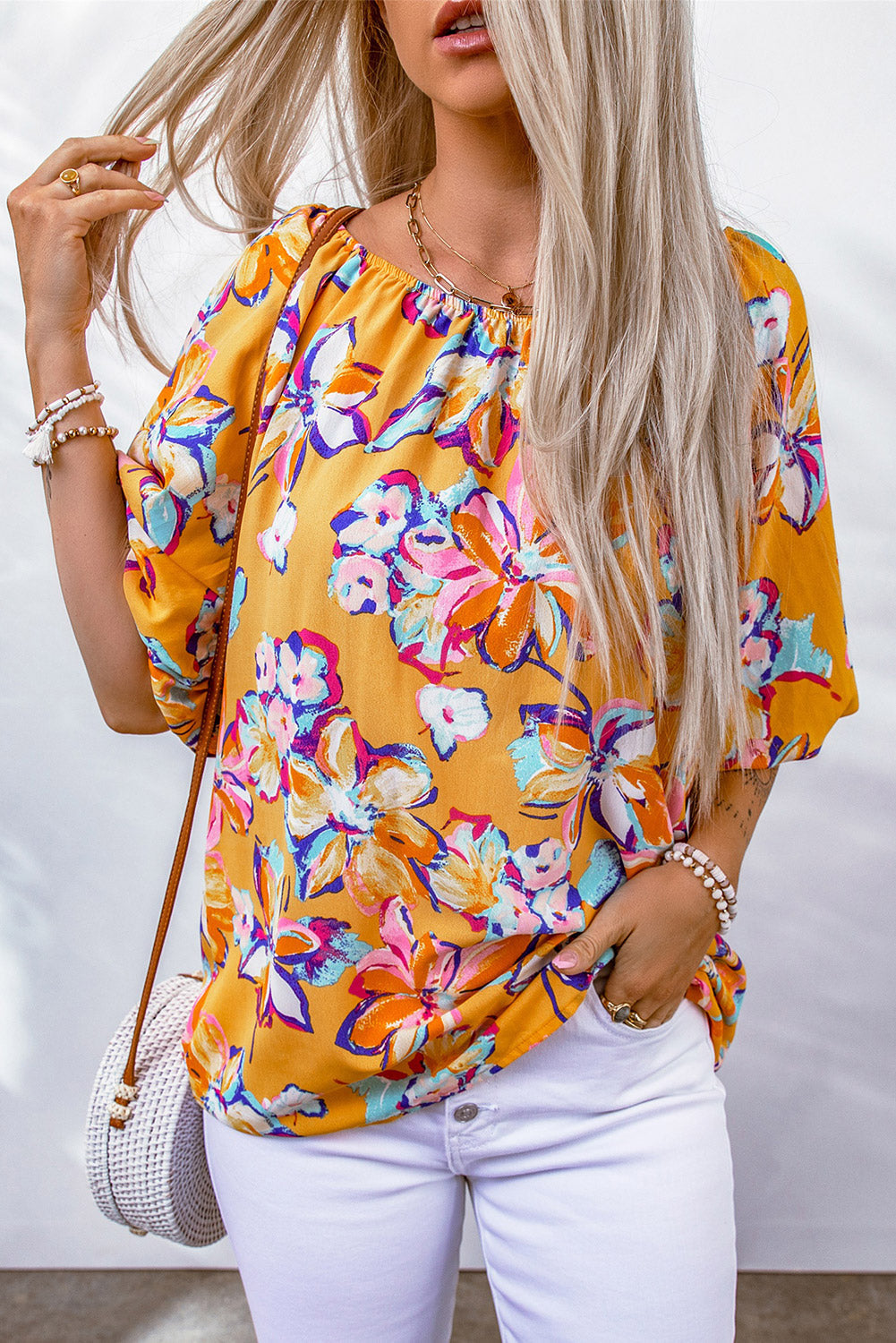 MonLu - Chemisier imprimé floral avec taille élastiquée