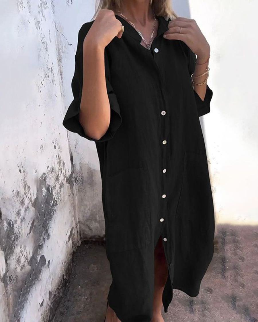 Melanie™ | Robe chemise décontractée style Ibiza, longueur cheville