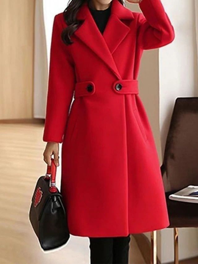 Manteau Long Croisé à Revers