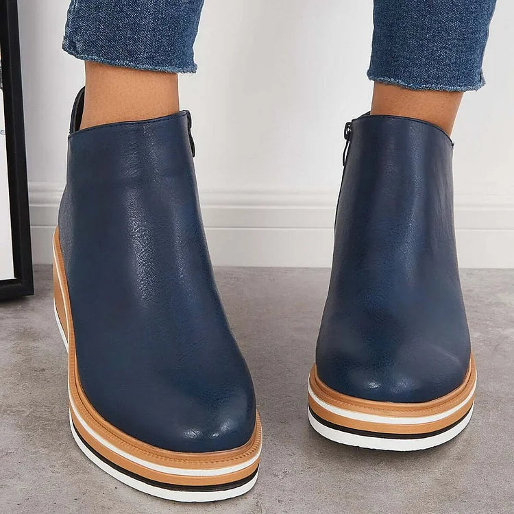 Bottines à Talon Compensé et Fermeture Éclair