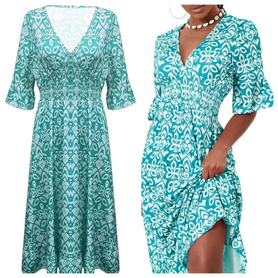 Yiska - Robe Florale à col en V