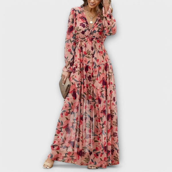 Robe Longue Fleurie Ynah - Élégance Intemporelle