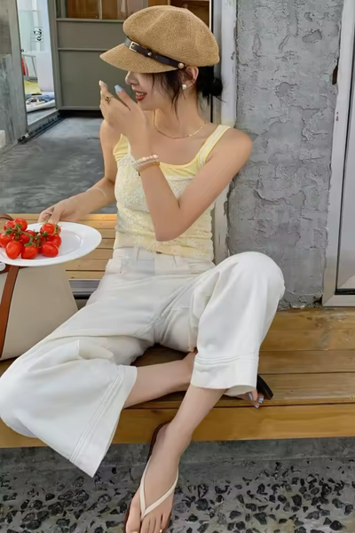 Lea | Jean blanc taille haute pour femme