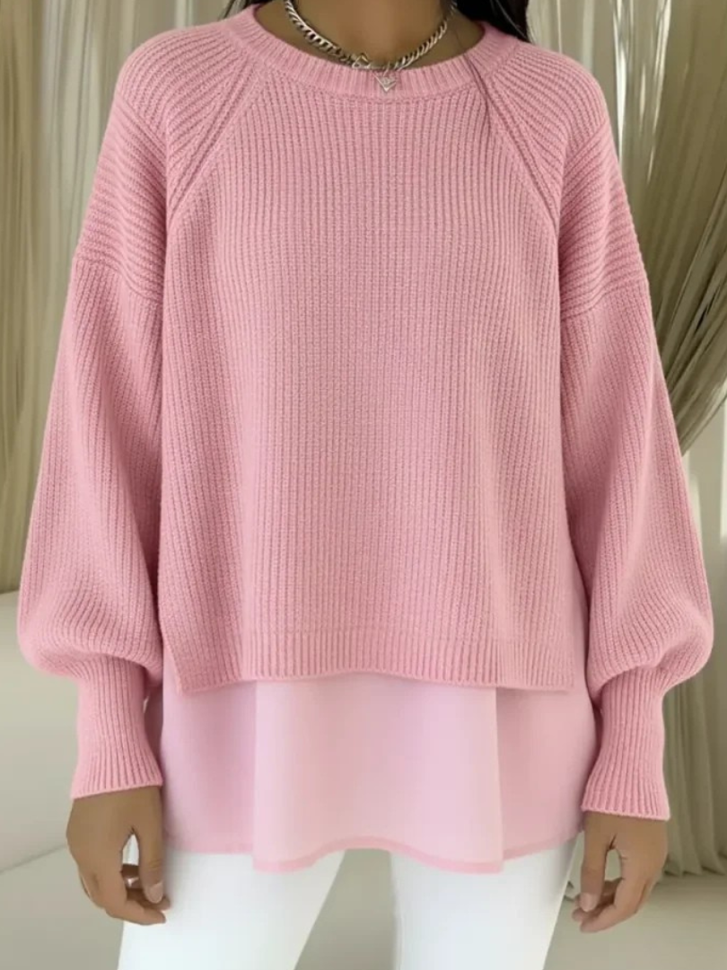 Pull Superposé Col Rond Manches Raglan