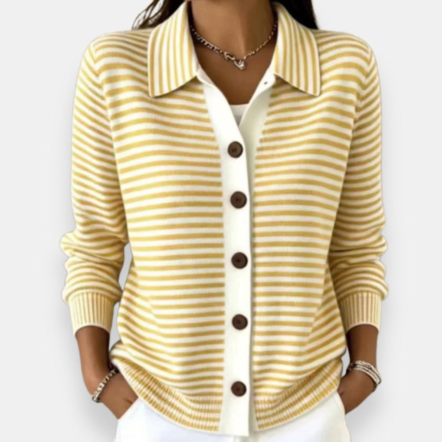 Cardigan Rayé Boutonnage Complet
