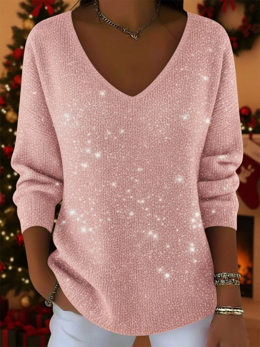 Pull Col V Brillant Coupe Ample