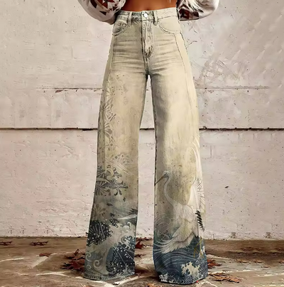 Mailin - Pantalon Imprimé à Jambe Large Et Evasée