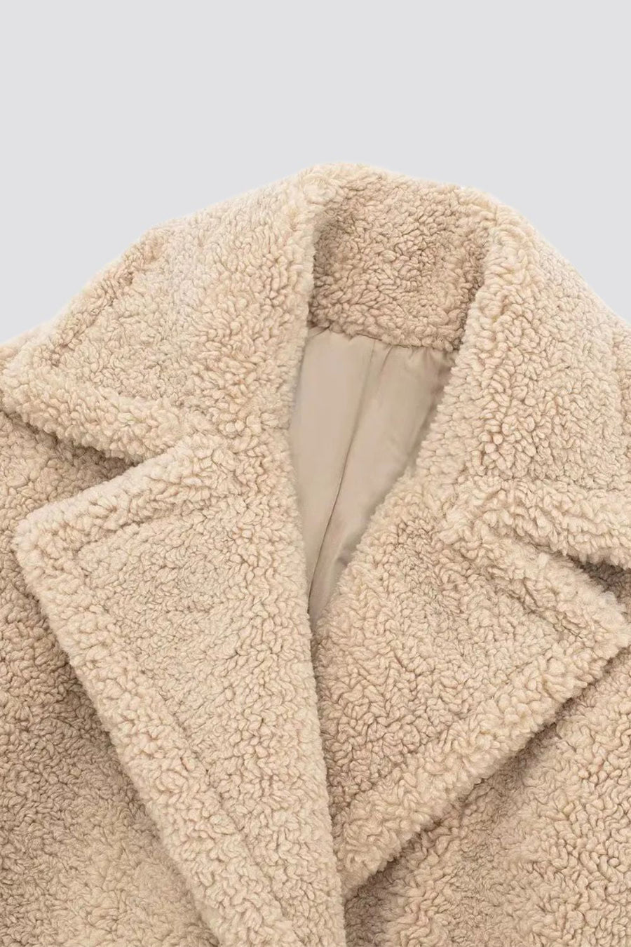 Manteau Teddy Long Croisé Oversize