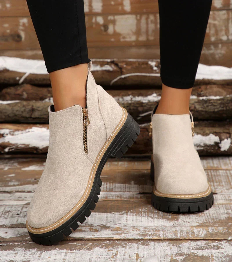 Bottines à Fermeture Éclair et Talon Bloc