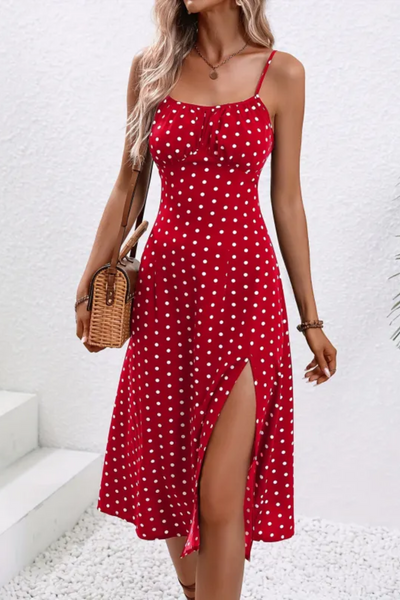Lola | Robe fendue à pois pour femme
