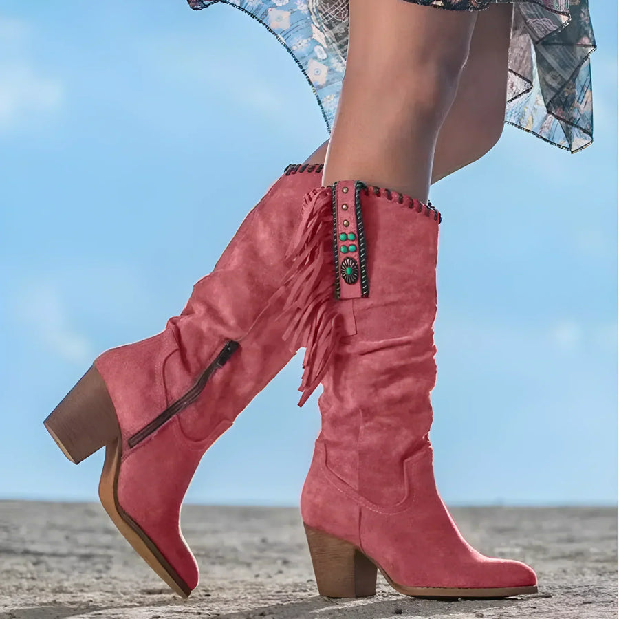 Bottes Franges à Talon Bloc
