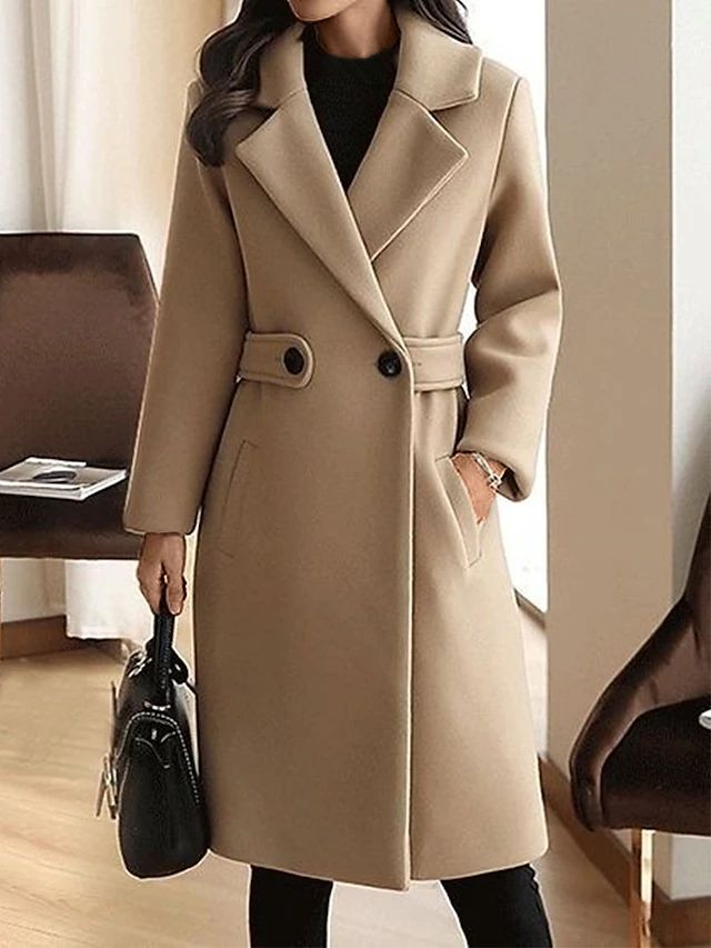 Manteau Long Croisé à Revers