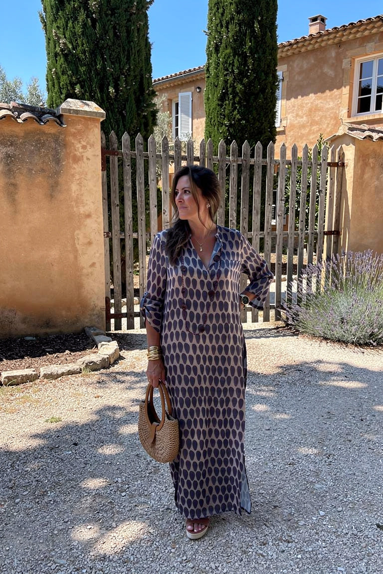 Robe Maxi Fluide à Col V - Élégance Intemporelle — Violet (Presque épuisé) — Estée Paris