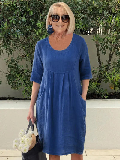 Virginia | Robe midi unie avec poches