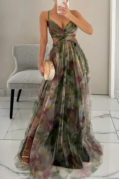 Giselle – Élégante Robe Longue à Imprimé Fleuri