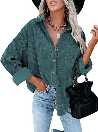 Chemise oversize en velours côtelé - Manches longues et poches fonctionnelles