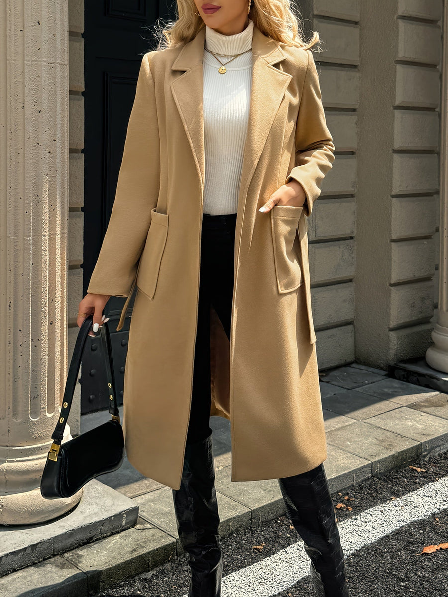 Manteau Portefeuille Mi-Long à Ceinture