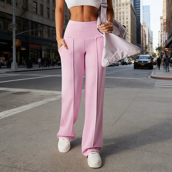 Pantalon femme uni à jambes droites