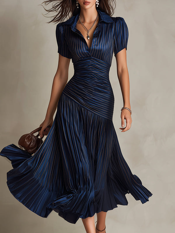 Robe Midi Rayée Rétro - Élégance Intemporelle
