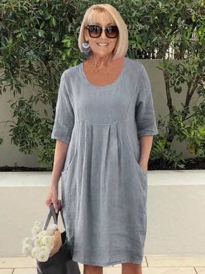 Virginia | Robe midi unie avec poches