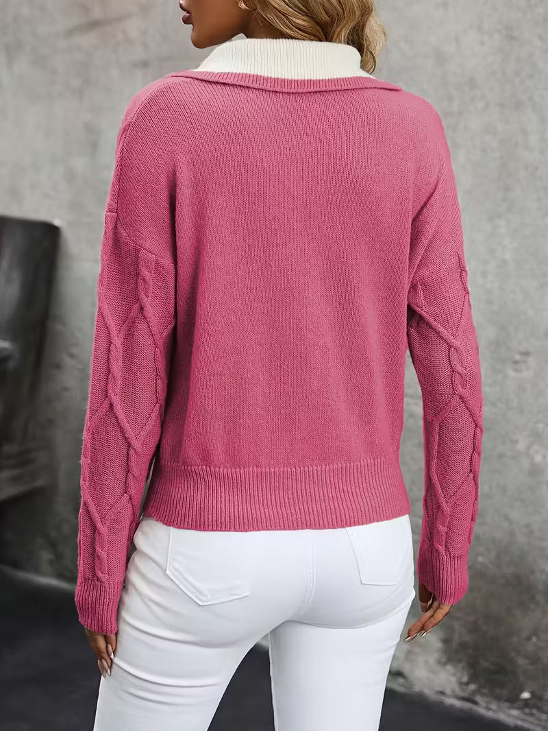 Pull Col Roulé à Torsades Sophistiquées
