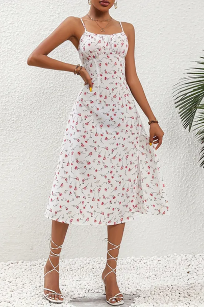 Lola | Robe fendue à pois pour femme