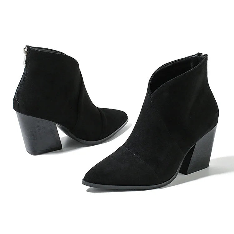 Bottines à Talon Bas et Fermeture Éclair