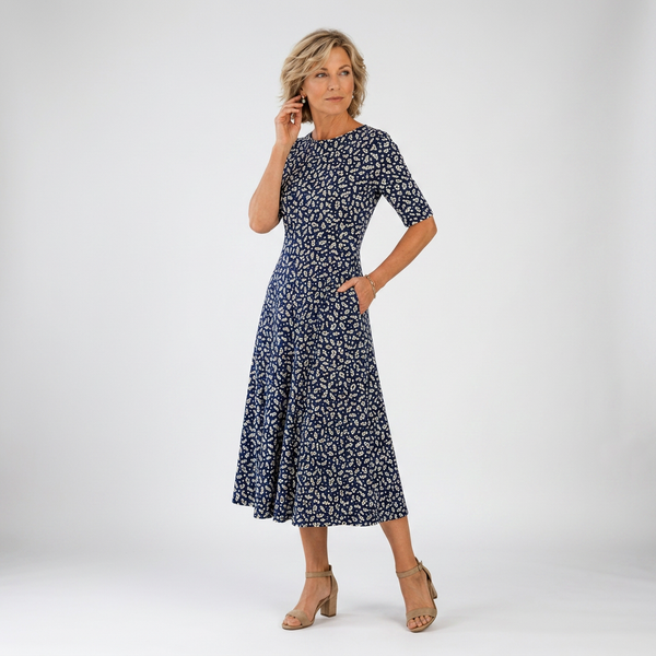Vestido Midi Estampado — Elegancia Atemporal y Comodidad