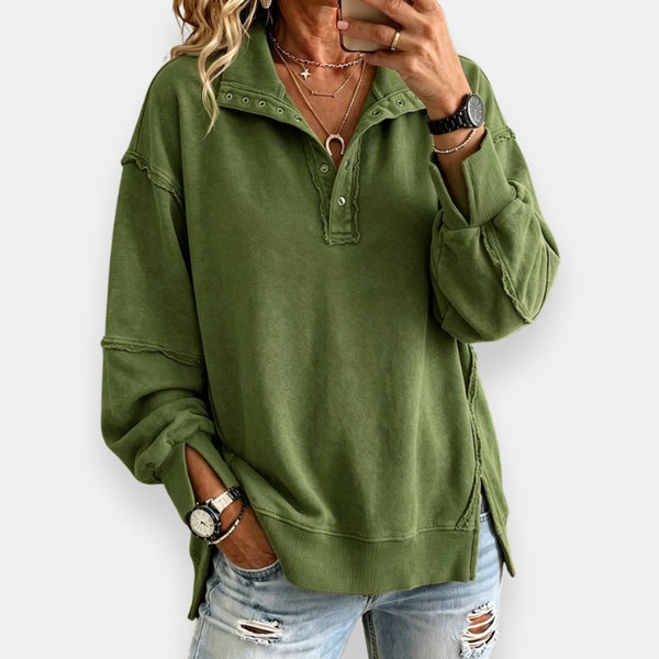 Amaia | Sudadera oversize con cuello abotonado