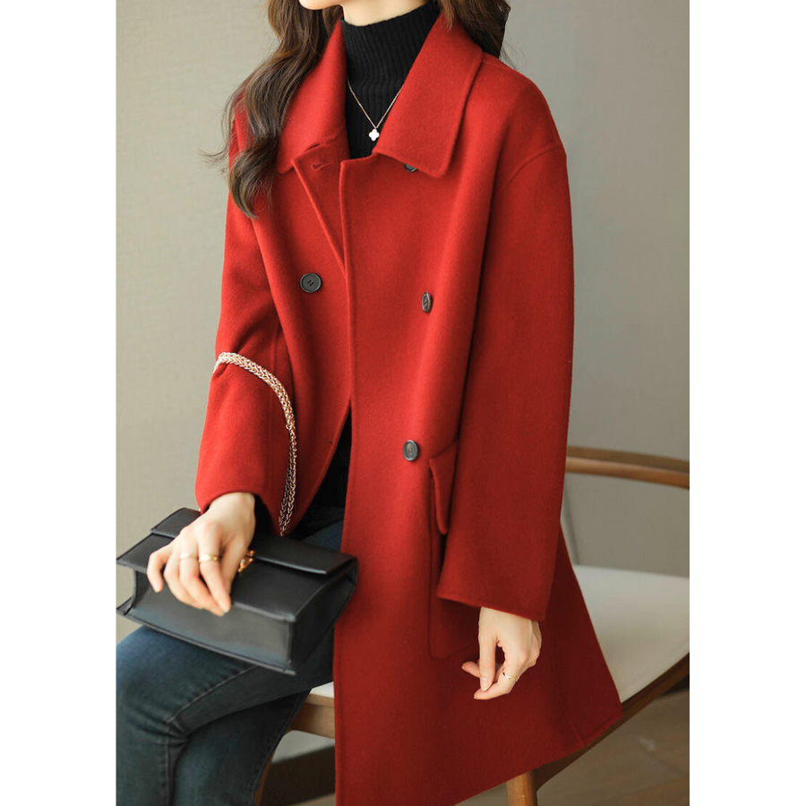 Manteau Mi-Long Croisé Cintré Élégant