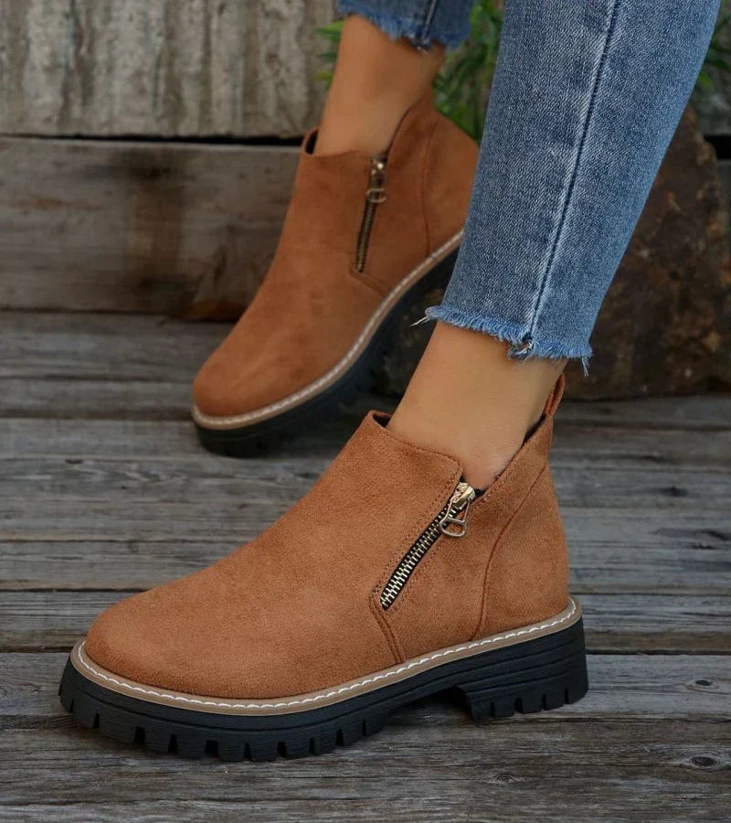 Bottines à Fermeture Éclair et Talon Bloc